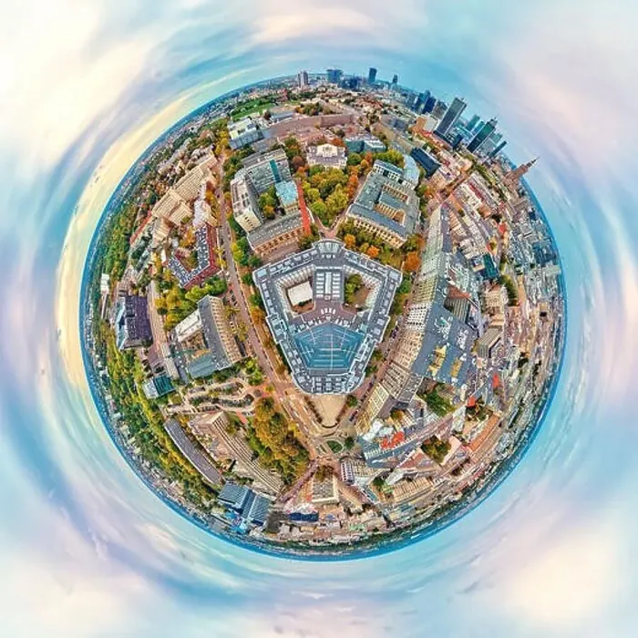 Framed Print : Beautiful panoramic aerial drone view to The Main Building of the Warsaw University of Technology - the historic Framed Print : Beautiful panoramic aerial drone view to The Main Building of the Warsaw University of Technology - the historic