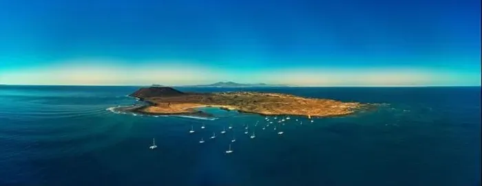 Framed Print : Beautiful panoramic view over Isla de Lobos Fuerteventura Canary Islands Spain Framed Print : Beautiful panoramic view over Isla de Lobos Fuerteventura Canary Islands Spain