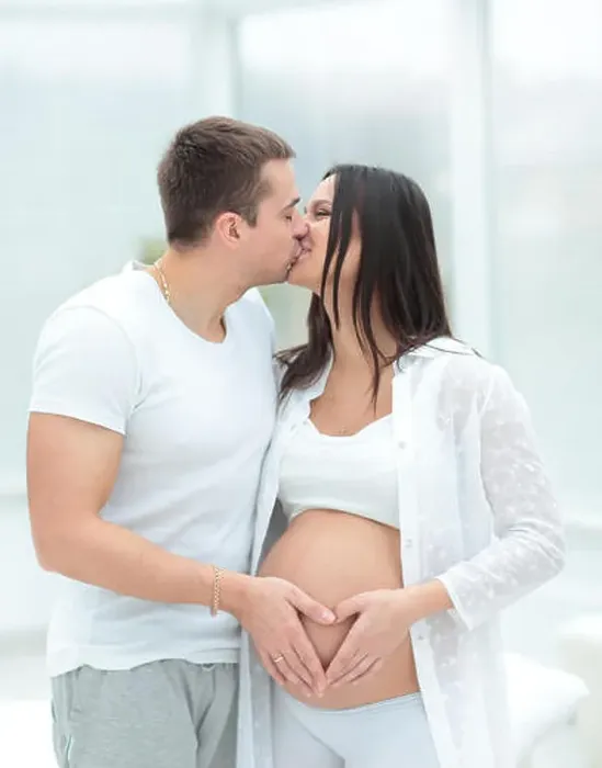 Framed Print : beautiful pregnant woman and her handsome husband Framed Print : beautiful pregnant woman and her handsome husband