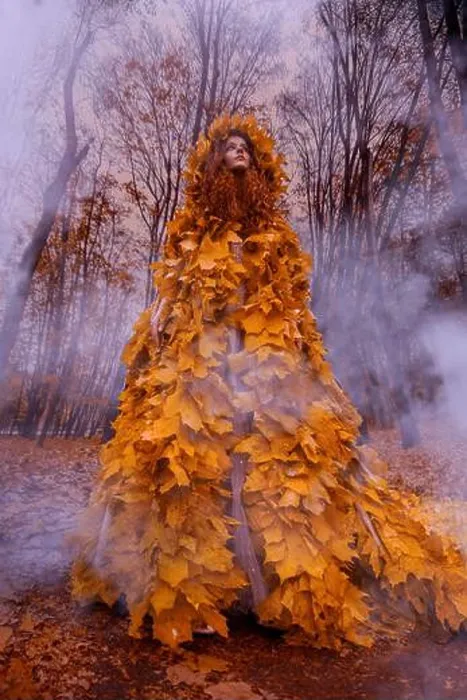 Framed Print : Beautiful redhead girl as a autumn in leaf cloak in forest Framed Print : Beautiful redhead girl as a autumn in leaf cloak in forest