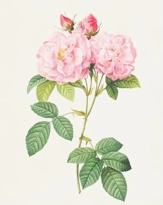 Framed Print : Beautiful Rose Flower illustration. Italian Damask Rose Framed Print : Beautiful Rose Flower illustration. Italian Damask Rose