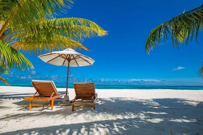 Framed Print : Beautiful tropical beach. White sand and coco palms travel tourism wide panorama background concept. Amazing beach landscape, luxury travel, vacation