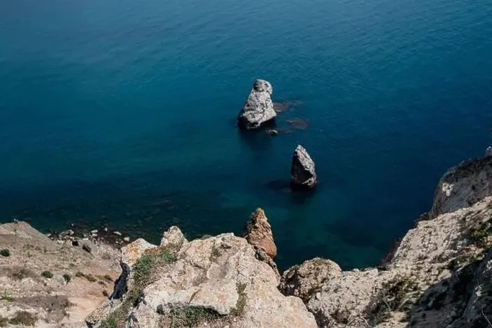 Framed Print : Beautiful view from the cliff on the blue sea Framed Print : Beautiful view from the cliff on the blue sea