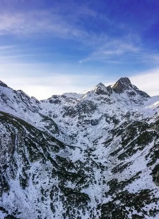 Framed Print : Beautiful view from drone to the snow mountain. Mountain peak Maliovica in Rila, Bulgaria Framed Print : Beautiful view from drone to the snow mountain. Mountain peak Maliovica in Rila, Bulgaria