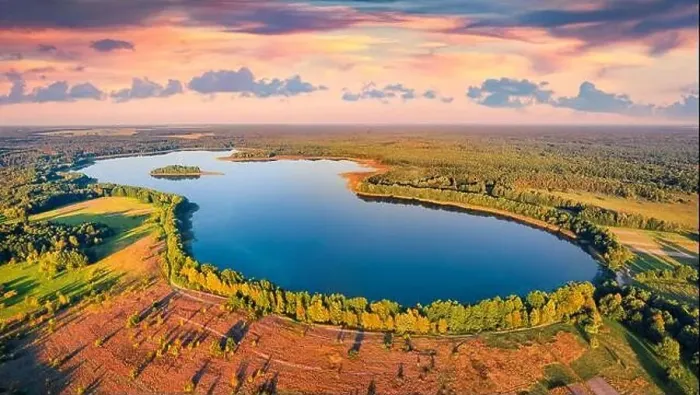 Framed Print : Beautiful view from flying drone of Krymne Lake Framed Print : Beautiful view from flying drone of Krymne Lake