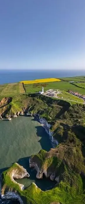 Framed Print : Beautiful view footage taken with a drone above the Flamborough Framed Print : Beautiful view footage taken with a drone above the Flamborough
