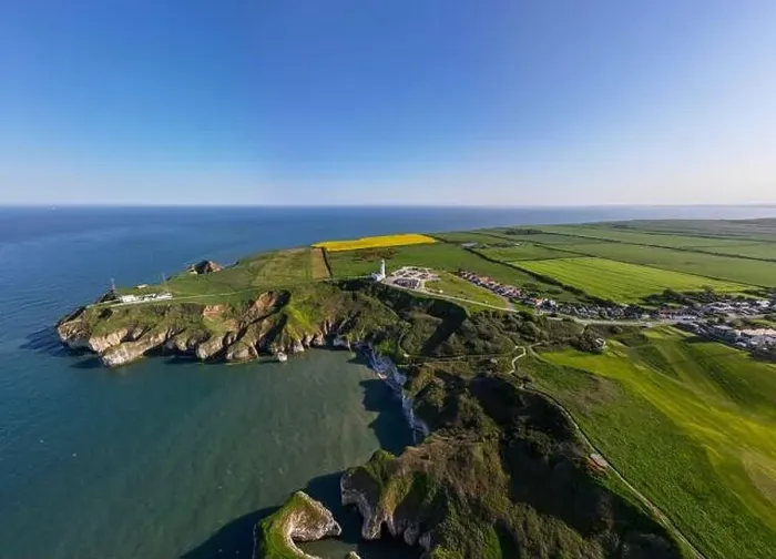 Framed Print : Beautiful view footage taken with a drone above the Flamborough Framed Print : Beautiful view footage taken with a drone above the Flamborough