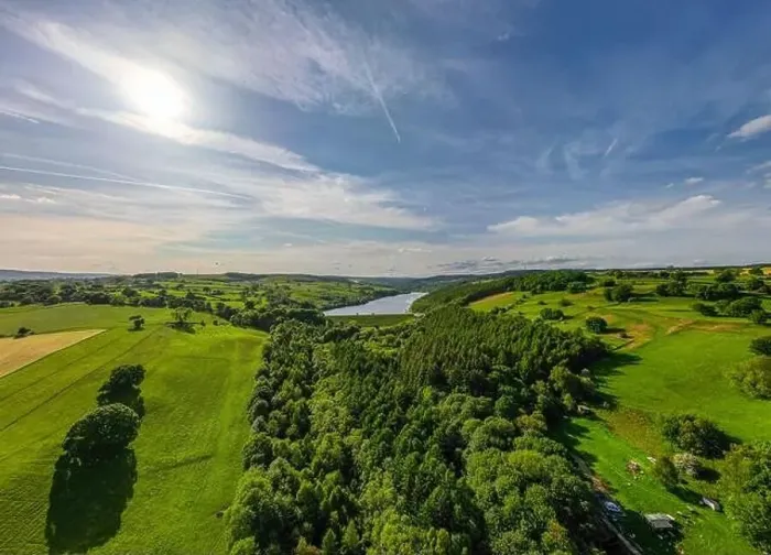 Framed Print : Beautiful view footage taken above The Yorkshire with a drone Framed Print : Beautiful view footage taken above The Yorkshire with a drone