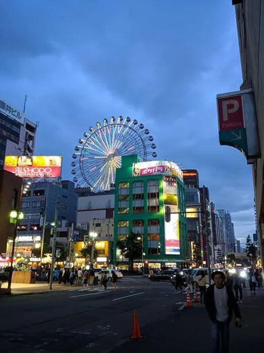 Framed Print : A beautiful view of the Noria Ferris Wheel in Susukino, Sapporo in the evening Framed Print : A beautiful view of the Noria Ferris Wheel in Susukino, Sapporo in the evening