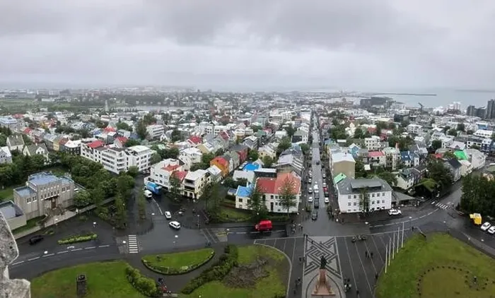 Framed Print : Beautiful wide-angle aerial view of Reykjavik Framed Print : Beautiful wide-angle aerial view of Reykjavik