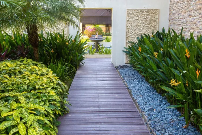 Framed Print : Beautifully manicured tropical garden design at the Ocean Wing of the Rasa Ria Hotel in Sabah Borneo Framed Print : Beautifully manicured tropical garden design at the Ocean Wing of the Rasa Ria Hotel in Sabah Borneo