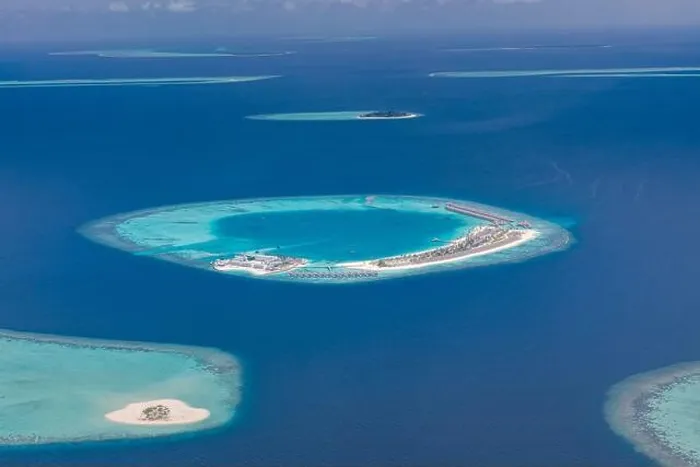 Framed Print : Beauty tropical island. Aerial view on tropical islands, drone, plane view from coral reef atoll in Maldives islands. Exotic travel nature destination Framed Print : Beauty tropical island. Aerial view on tropical islands, drone, plane view from coral reef atoll in Maldives islands. Exotic travel nature destination