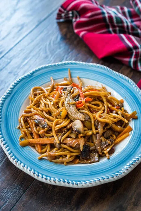 Framed Print : Beef Noodle with Vegetables in Plate. Organic Traditional Food Framed Print : Beef Noodle with Vegetables in Plate. Organic Traditional Food