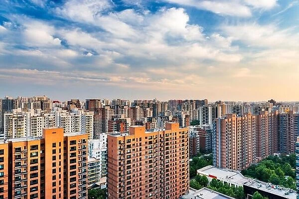Beijing, China apartment block skyline