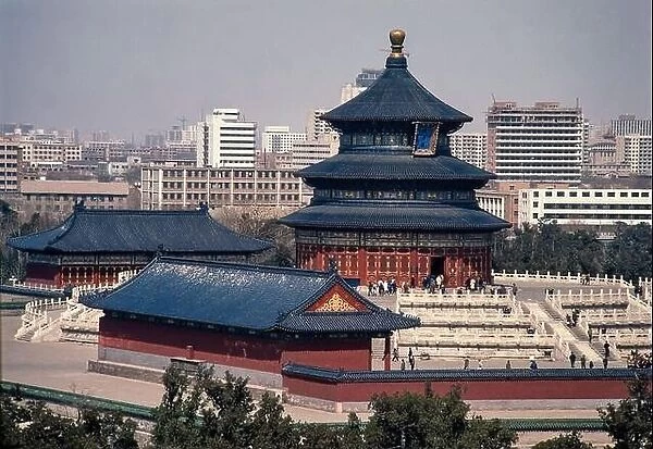 Beijing, China - Mar 1987: The Temple of Heaven in Beijing, China. Scanned 35mm film