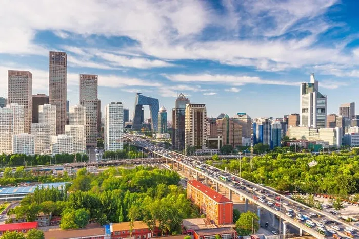 Framed Print : Beijing, China modern financial district skyline on a nice day with blue sky Framed Print : Beijing, China modern financial district skyline on a nice day with blue sky