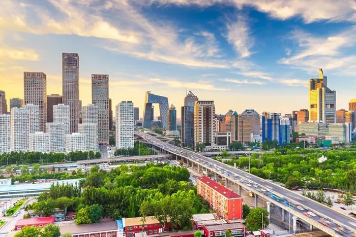 Framed Print : Beijing, China modern financial district skyline on a nice day with blue sky Framed Print : Beijing, China modern financial district skyline on a nice day with blue sky