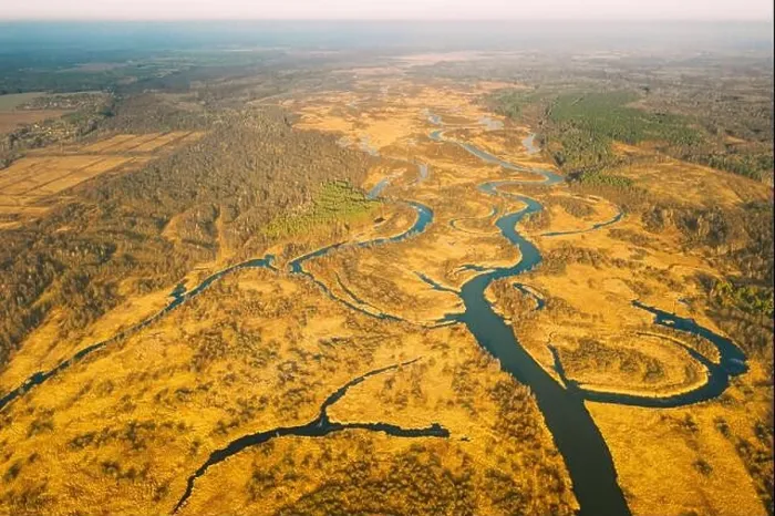 Framed Print : Belarus. Aerial View Of Dry Grass And Partly Frozen Curved River Landscape In Late Autumn Day. High Attitude View. Marsh Bog. Drone View. Bird's Eye V Framed Print : Belarus. Aerial View Of Dry Grass And Partly Frozen Curved River Landscape In Late Autumn Day. High Attitude View. Marsh Bog. Drone View. Bird's Eye V