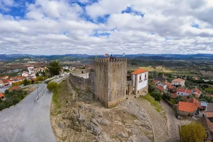 Framed Print : Belmonte city castle drone aerial view in Portugal Framed Print : Belmonte city castle drone aerial view in Portugal