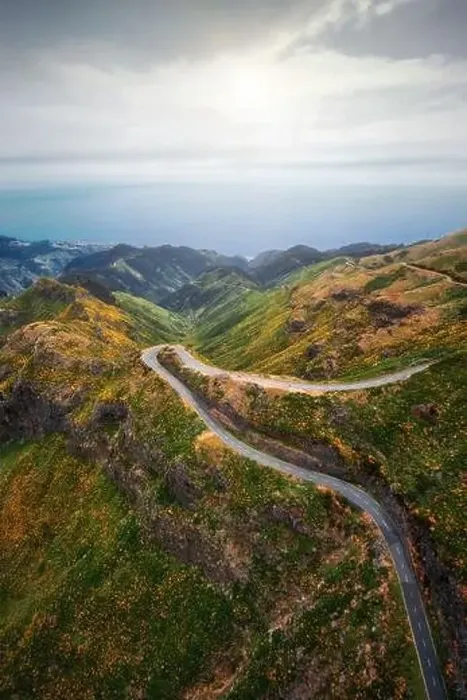 Framed Print : Bendy Mountain Road in Madeira, Portugal, post processed using exposure bracketing Framed Print : Bendy Mountain Road in Madeira, Portugal, post processed using exposure bracketing