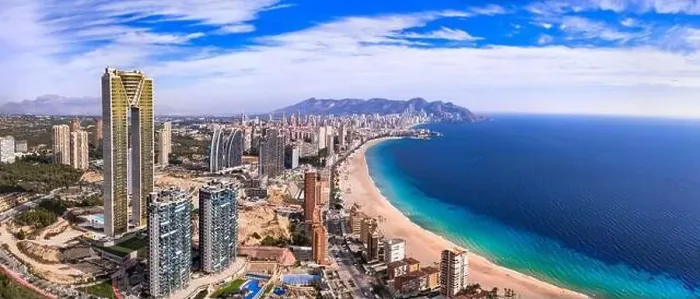Framed Print : Benidorm city of Costa Blanca, Spain. Aerial drone panoramic high angle view, coastal cityscape panorama Framed Print : Benidorm city of Costa Blanca, Spain. Aerial drone panoramic high angle view, coastal cityscape panorama