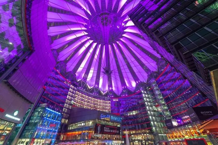 Framed Print : BERLIN, GERMANY - SEPTEMBER 20, 2013: Sony Center at night. The center is a public space located in the Potsdamer Platz financial district Framed Print : BERLIN, GERMANY - SEPTEMBER 20, 2013: Sony Center at night. The center is a public space located in the Potsdamer Platz financial district