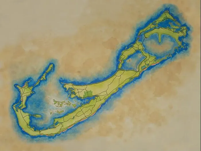 Framed Print : Bermuda Map. Hand painted map of Bermuda ready for adding graphics Framed Print : Bermuda Map. Hand painted map of Bermuda ready for adding graphics