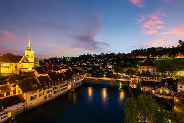 Framed Print : Bern. Image of Bern, capital city of Switzerland, during dramatic sunset Framed Print : Bern. Image of Bern, capital city of Switzerland, during dramatic sunset