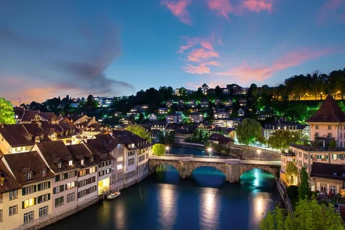 Framed Print : Bern. Image of Bern, capital city of Switzerland, during dramatic sunset Framed Print : Bern. Image of Bern, capital city of Switzerland, during dramatic sunset