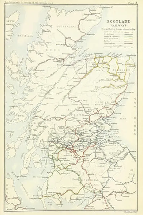 Framed Print : BI(1887) p.967 Railways in Scotland J. Bartholomew and Co Framed Print : BI(1887) p.967 Railways in Scotland J. Bartholomew and Co