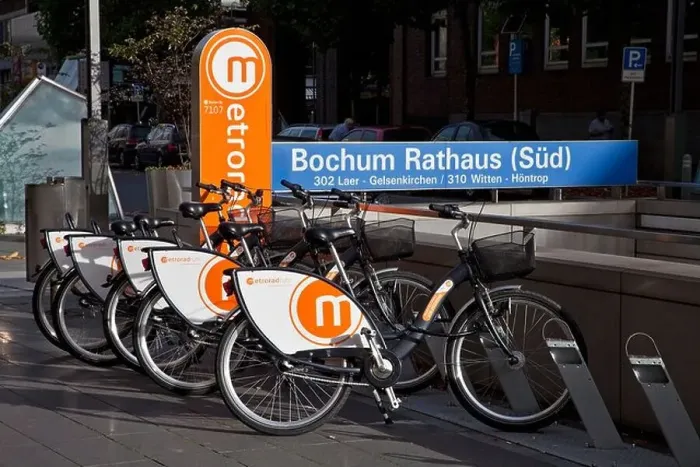 Framed Print : bicycle hire station at metro stations Rathaus Sued, Germany, North Rhine-Westphalia, Ruhr Area, Bochum Framed Print : bicycle hire station at metro stations Rathaus Sued, Germany, North Rhine-Westphalia, Ruhr Area, Bochum