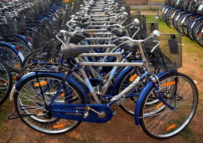 Framed Print : Bicycles from the Kanyashree Project at the Block Development Offices of Midnapore ready for distribution among Framed Print : Bicycles from the Kanyashree Project at the Block Development Offices of Midnapore ready for distribution among