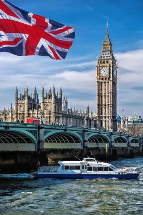 Framed Print : Big Ben with flag of United Kingdom in London, UK Framed Print : Big Ben with flag of United Kingdom in London, UK