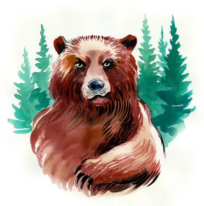 Framed Print : Big grizzly bear. Watercolor painting Framed Print : Big grizzly bear. Watercolor painting