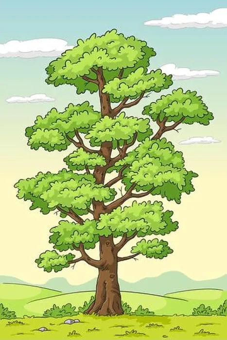 Framed Print : Big summer tree. Hand drawn vector illustration with separate layers Framed Print : Big summer tree. Hand drawn vector illustration with separate layers