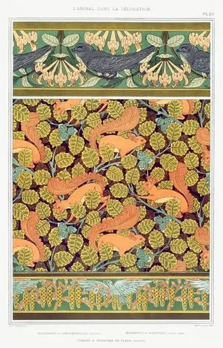 Framed Print : Bird-Squirrel / Illustration from L'animal dans la decoration (1897) by Maurice Pillard Verneuil Framed Print : Bird-Squirrel / Illustration from L'animal dans la decoration (1897) by Maurice Pillard Verneuil