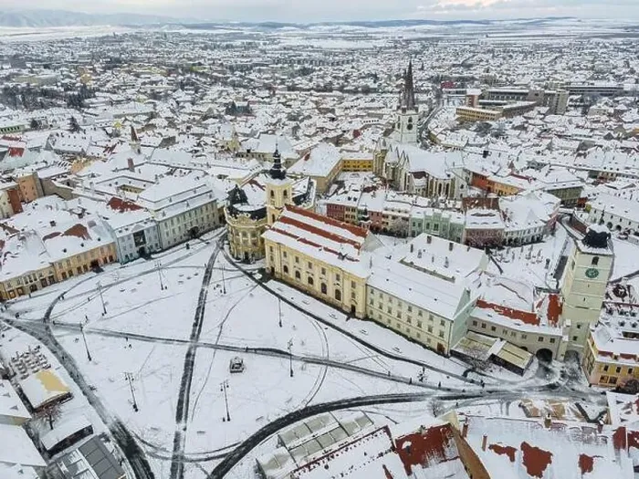 Framed Print : Birds eye view over historic city center of Sibiu Framed Print : Birds eye view over historic city center of Sibiu