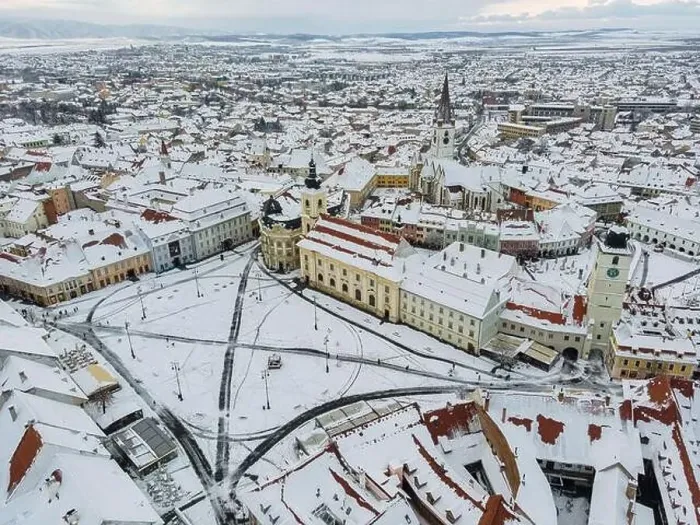 Framed Print : Birds eye view over historic city center of Sibiu Framed Print : Birds eye view over historic city center of Sibiu