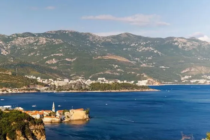 Framed Print : Bird's eye view of historical resort towns of Budva and Becici with luxury hotels Framed Print : Bird's eye view of historical resort towns of Budva and Becici with luxury hotels