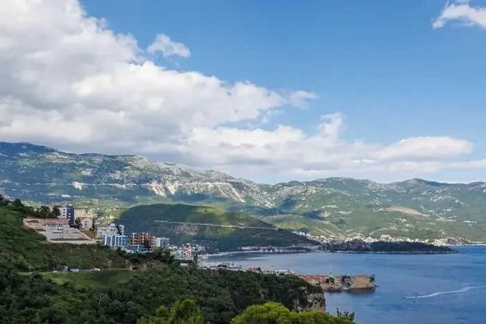 Framed Print : Bird's eye view of historical resort towns of Budva and Becici with luxury hotels