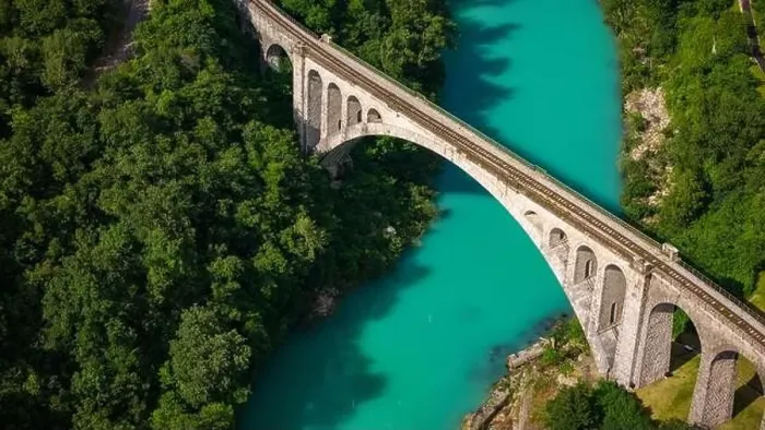 Framed Print : Bird's Eye View: Solkan Rail Bridge Over River Soca, Slovenia Framed Print : Bird's Eye View: Solkan Rail Bridge Over River Soca, Slovenia