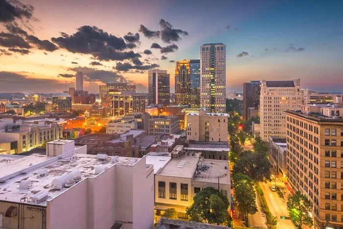 Framed Print : Birmingham, Alabama, USA downtown city skyline at dusk Framed Print : Birmingham, Alabama, USA downtown city skyline at dusk