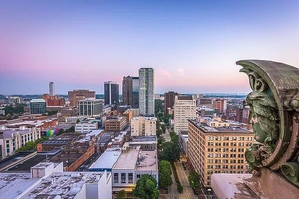 Birmingham, Alabama, USA downtown cityscape at dusk