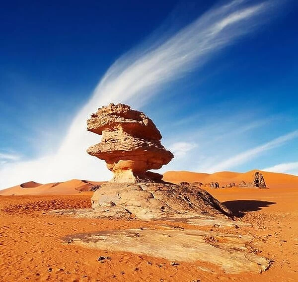 Bizarre sandstone cliff in Sahara Desert, Algeria