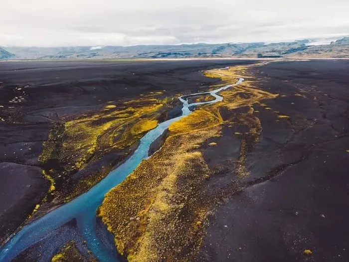 Framed Print : Black volcanic land of Iceland - Aerial view Framed Print : Black volcanic land of Iceland - Aerial view