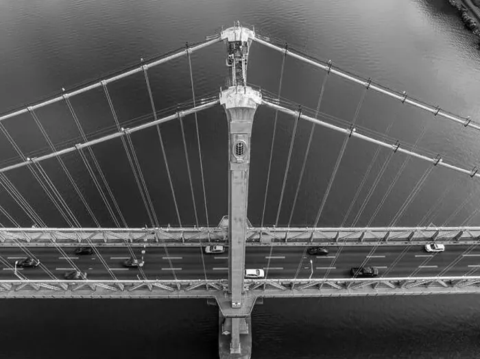 Framed Print : Black and white aerial photo of the Franklin Delano Roosevelt Mid-Hudson Bridge over the Hudson River, Poughkeepsie NY Framed Print : Black and white aerial photo of the Franklin Delano Roosevelt Mid-Hudson Bridge over the Hudson River, Poughkeepsie NY