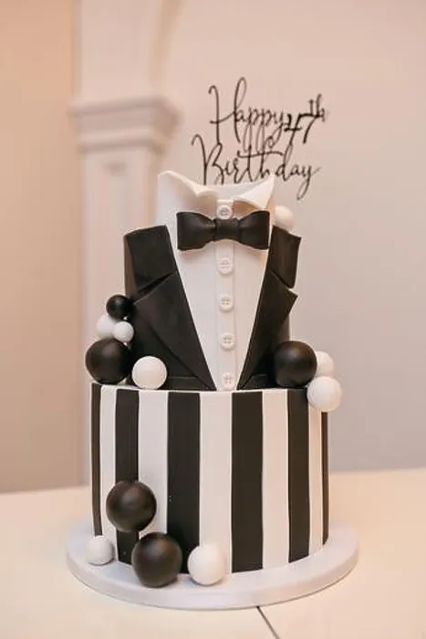 Framed Print : Black and white cake on the table with the inscription happy 47th birthday Framed Print : Black and white cake on the table with the inscription happy 47th birthday