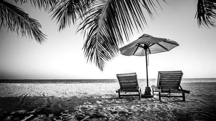 Framed Print : Black and white image of tropical beach. Dramatic process of tropical landscape Framed Print : Black and white image of tropical beach. Dramatic process of tropical landscape