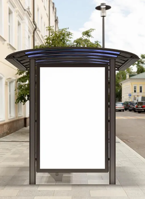 Framed Print : Blank billboard mockup in bus stop Framed Print : Blank billboard mockup in bus stop