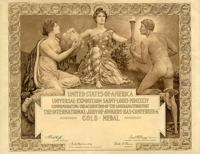 Framed Print : This blank Gold Medal certificate from the 1904 Louisiana Purchase Exposition reflects the prestige Framed Print : This blank Gold Medal certificate from the 1904 Louisiana Purchase Exposition reflects the prestige